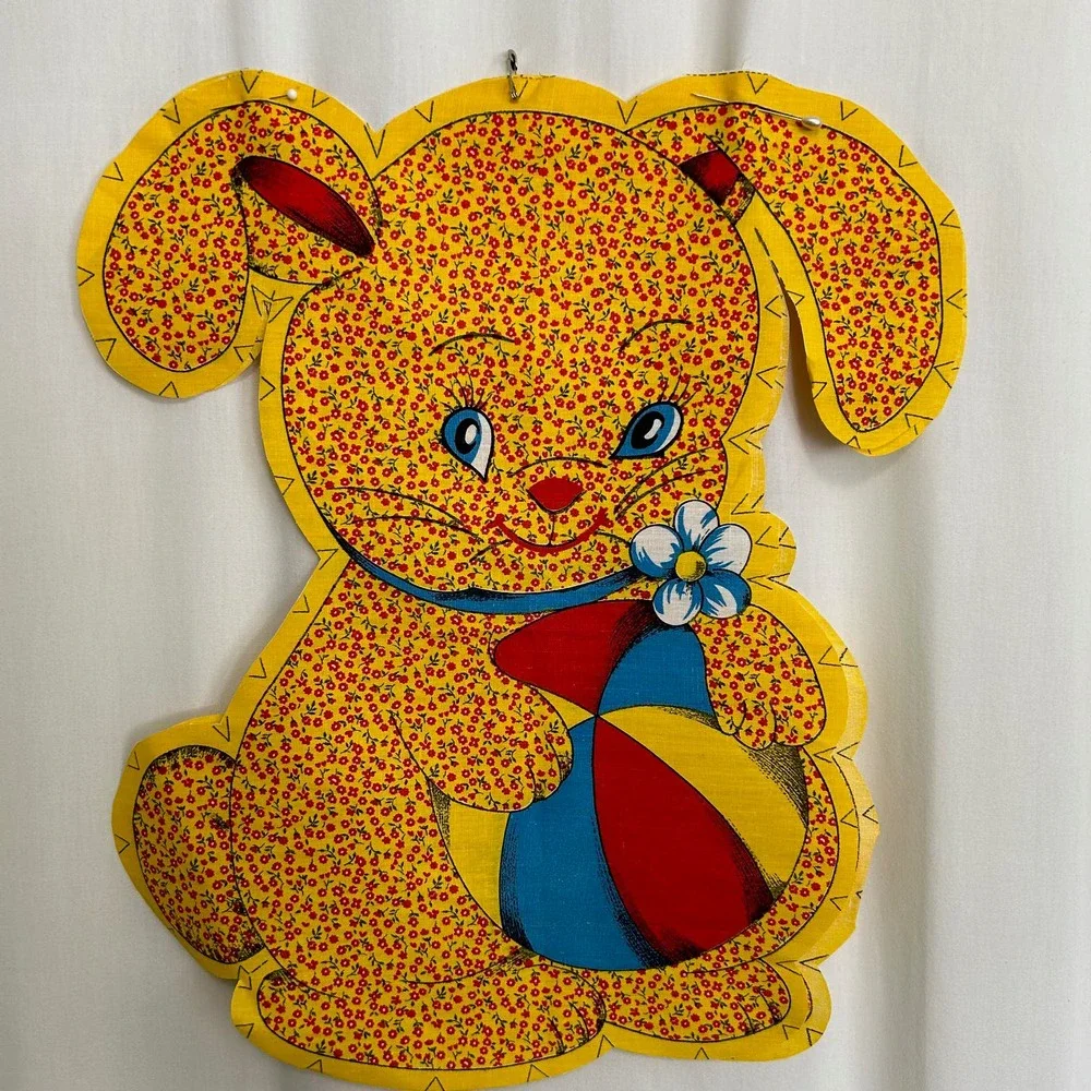 Vintage Yellow Bunny Plush Unfinished Project Complete HTF